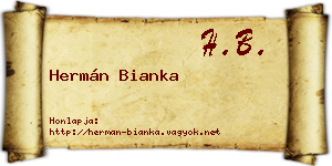Hermán Bianka névjegykártya